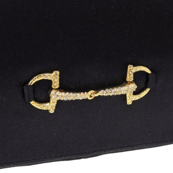 Gucci Horsebit Backpack Satin Rhinestone Black Mini Bag Black 0837 - Picture 7 of 8